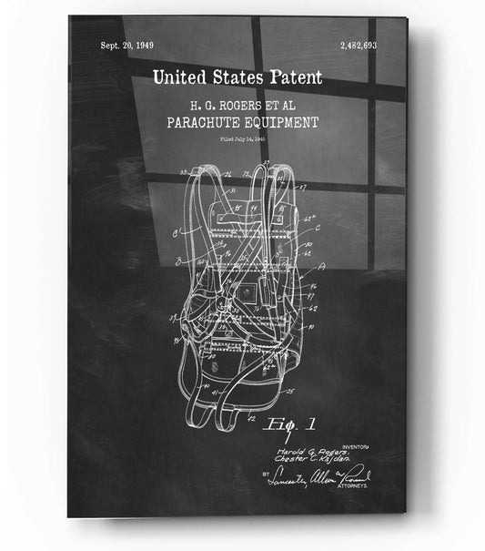 Epic Art 'Parachute Blueprint Patent Chalkboard,' Acrylic Glass Wall Art