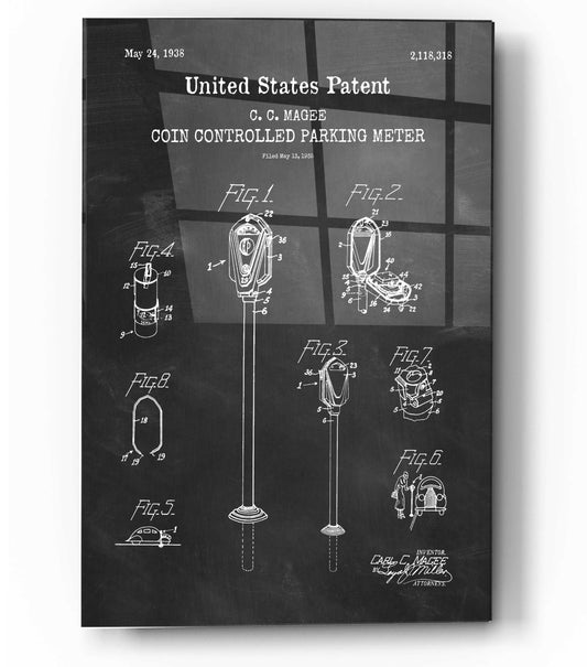 Epic Art 'Parking Meter Blueprint Patent Chalkboard,' Acrylic Glass Wall Art