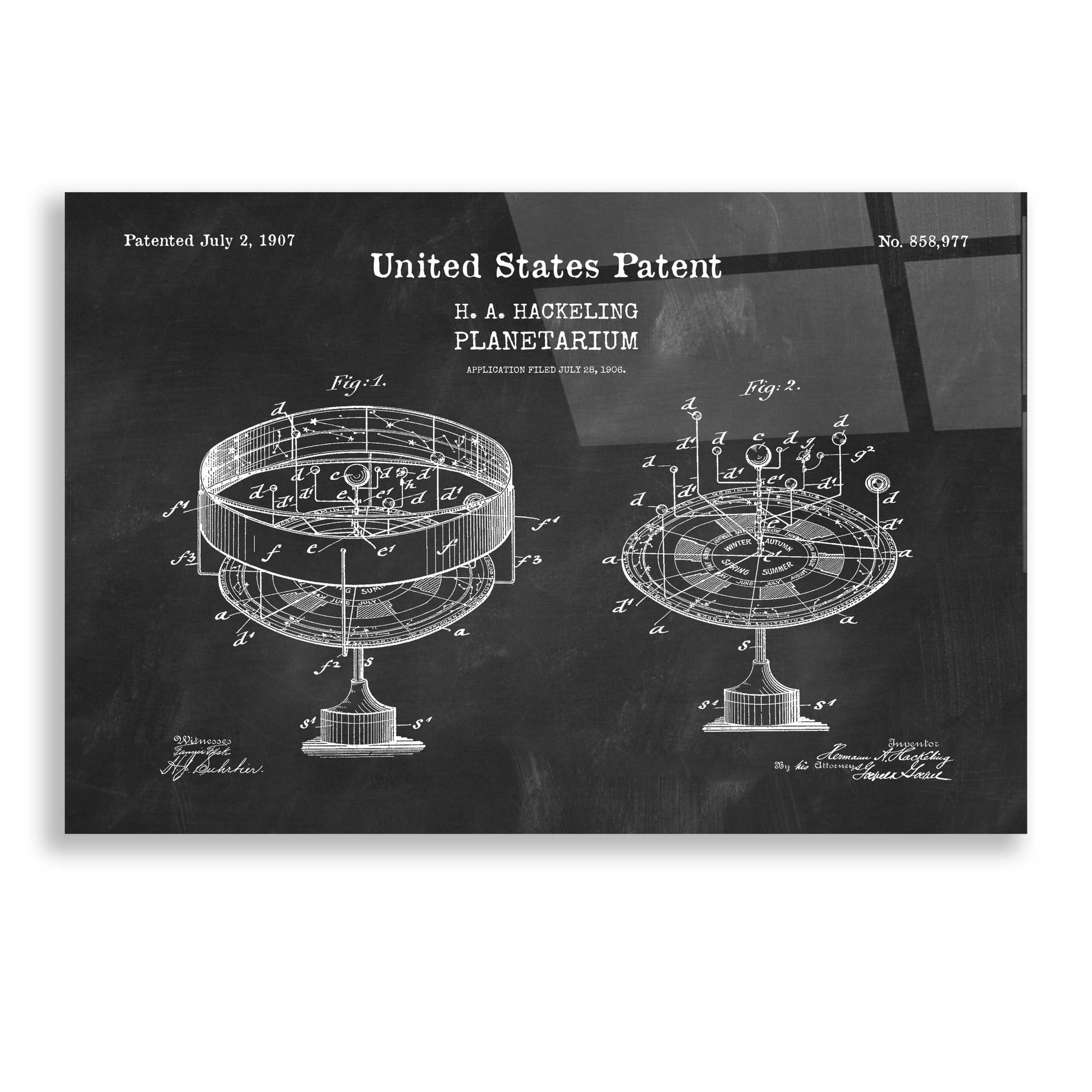 Epic Art 'Planetarium Blueprint Patent Chalkboard,' Acrylic Glass Wall Art,24x16