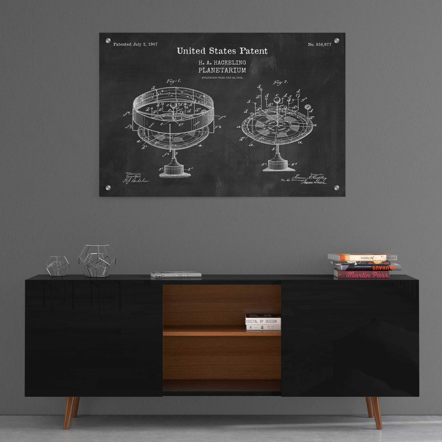 Epic Art 'Planetarium Blueprint Patent Chalkboard,' Acrylic Glass Wall Art,36x24