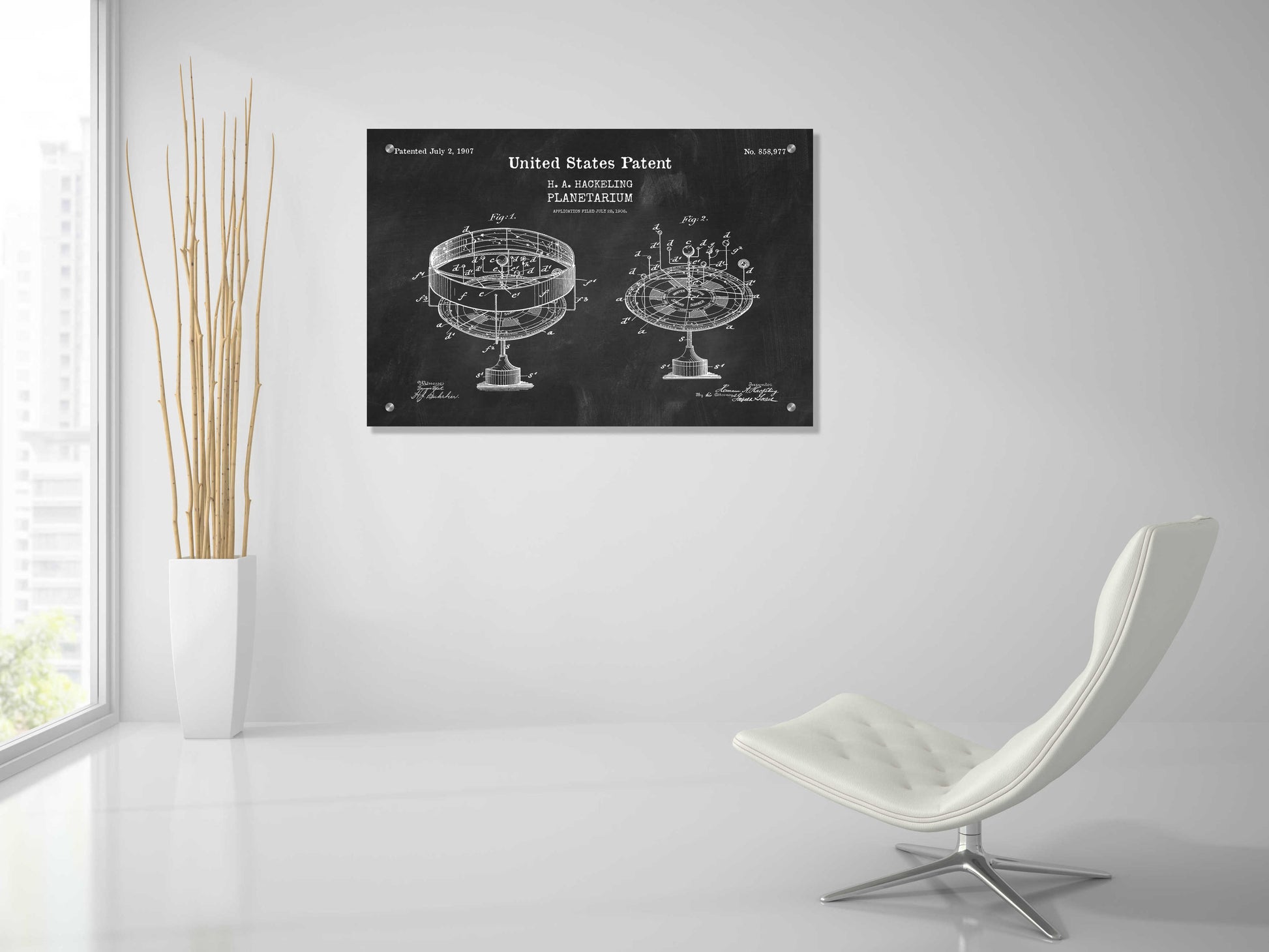 Epic Art 'Planetarium Blueprint Patent Chalkboard,' Acrylic Glass Wall Art,36x24