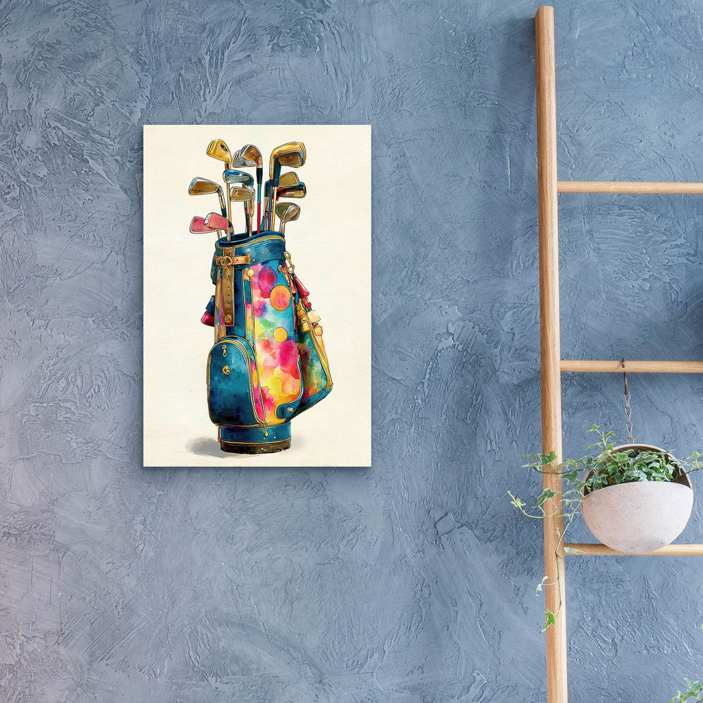 Goldf Clubs Watercolor by Ann Klee - 16x24 acrylic wall art in a room