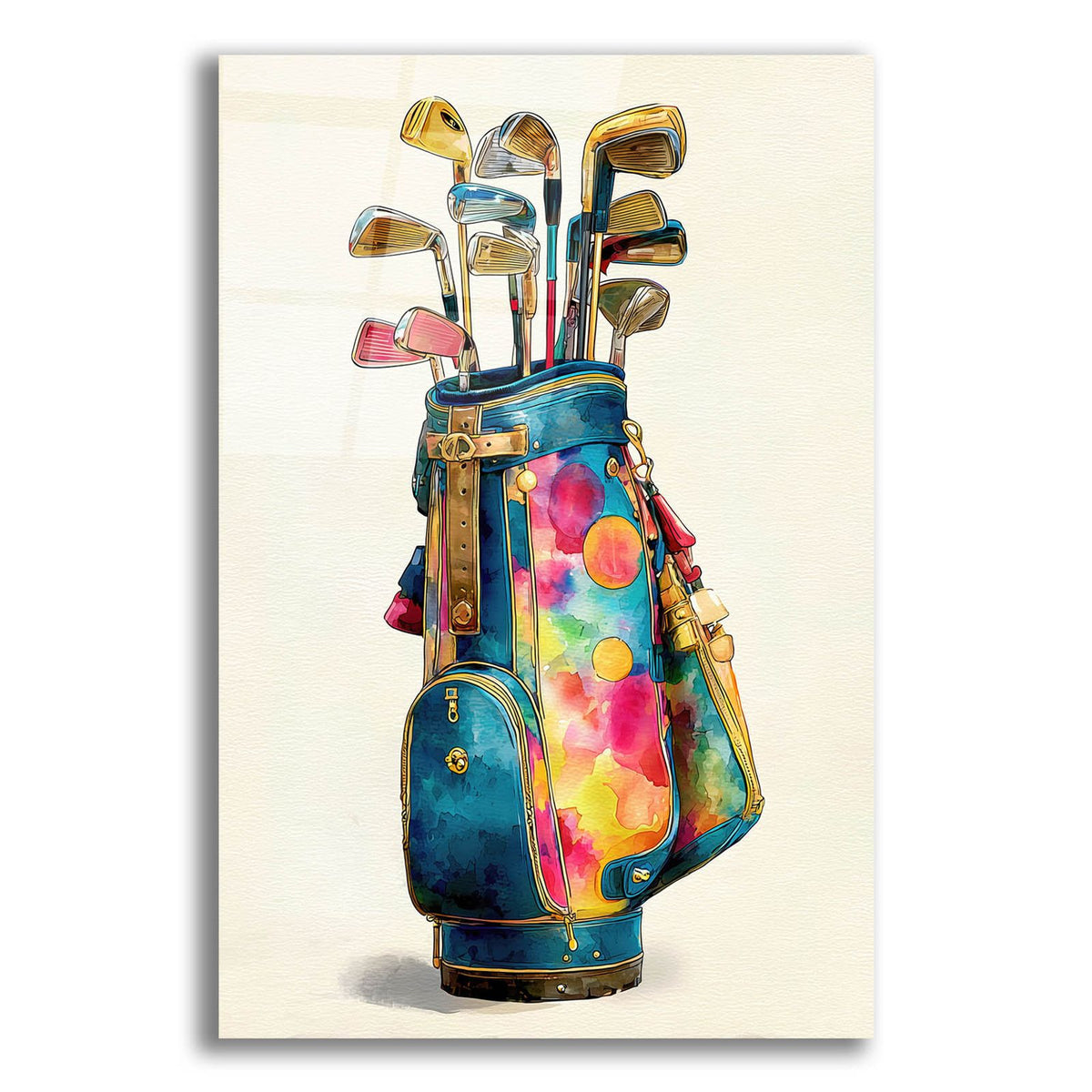 Goldf Clubs Watercolor by Ann Klee acrylic glass wall art