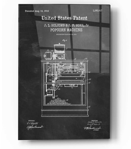 Epic Art 'Popcorn Machine Blueprint Patent Chalkboard,' Acrylic Glass Wall Art