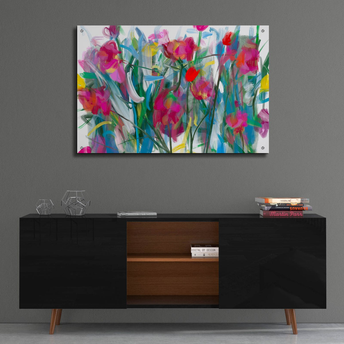 Blooming Roses by Cesare Bellassai - 36x24 acrylic wall art in a room