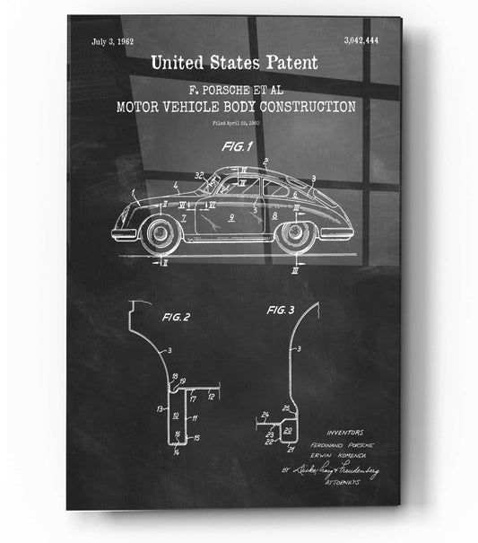 Epic Art 'Motor Vehicle Body Construction Blueprint Patent Chalkboard,' Acrylic Glass Wall Art