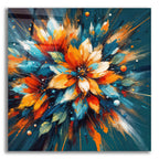 Bold Flower Splash On Teal by Rey Klimt acrylic glass wall art