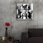 Bulldog On Toilet B&w by Rey Klimt - 24x24 acrylic wall art in a room