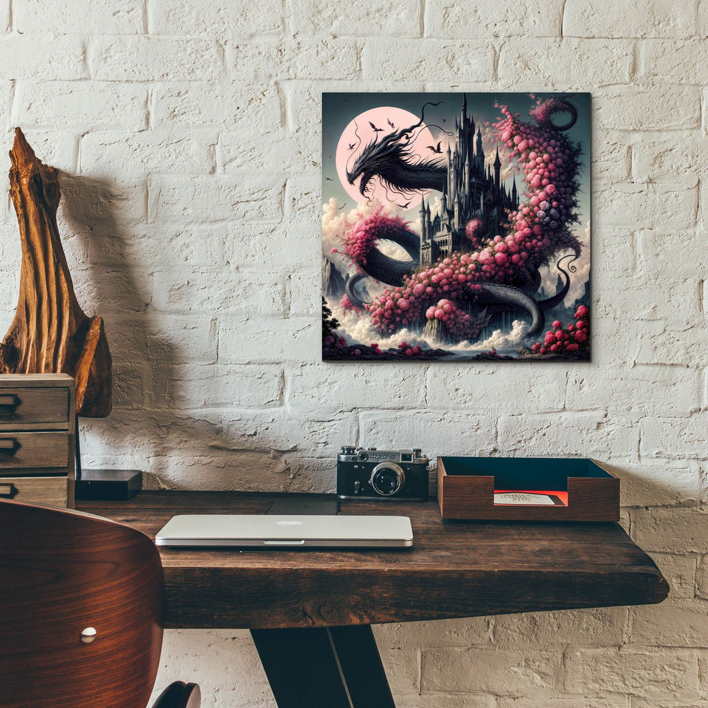 Castle And Dragon 1 by Rey Klimt - 12x12 acrylic wall art in a room