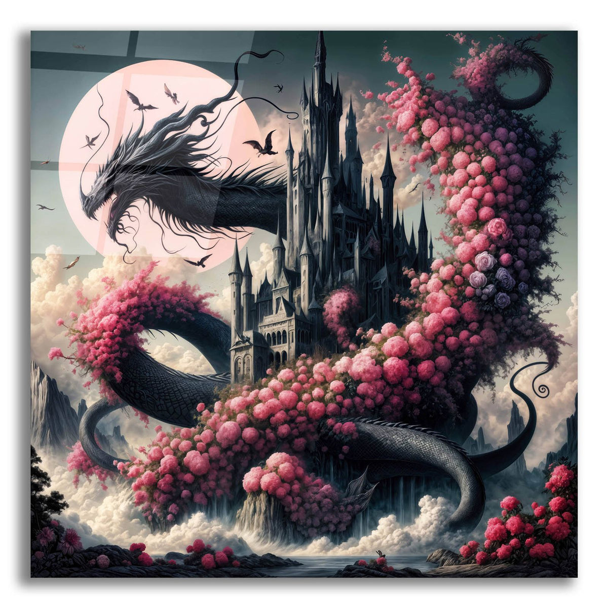 Castle And Dragon 1 by Rey Klimt acrylic glass wall art