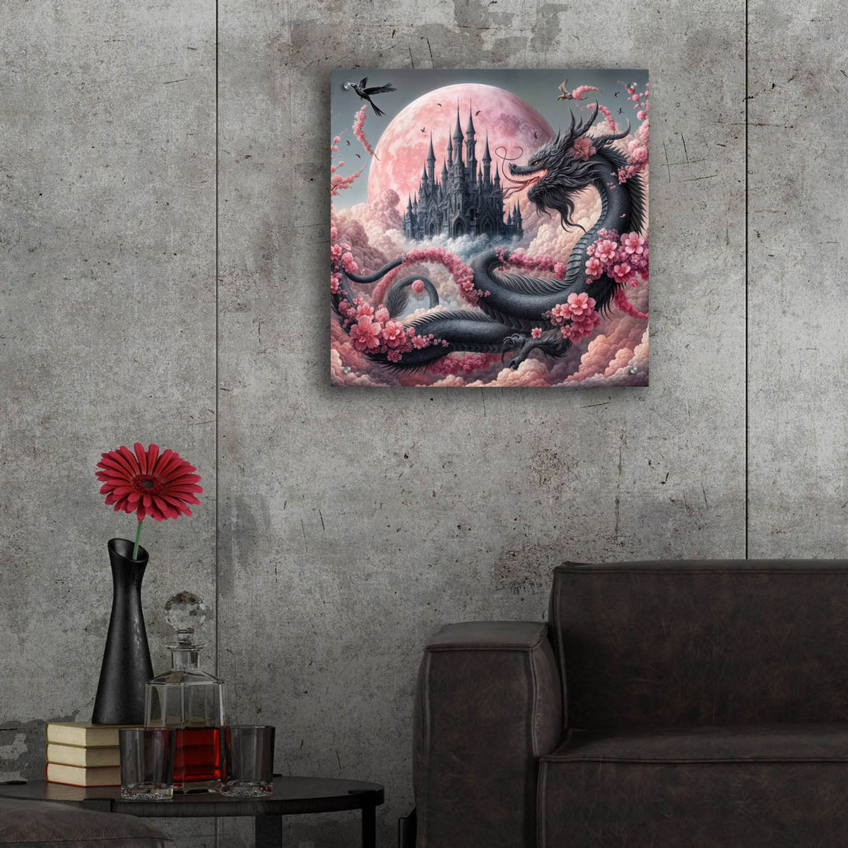 Castle And Dragon 2 by Rey Klimt - 24x24 acrylic wall art in a room