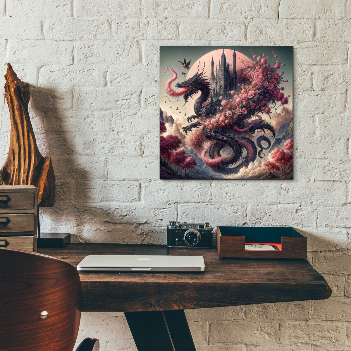 Castle And Dragon 3 by Rey Klimt - 12x12 acrylic wall art in a room