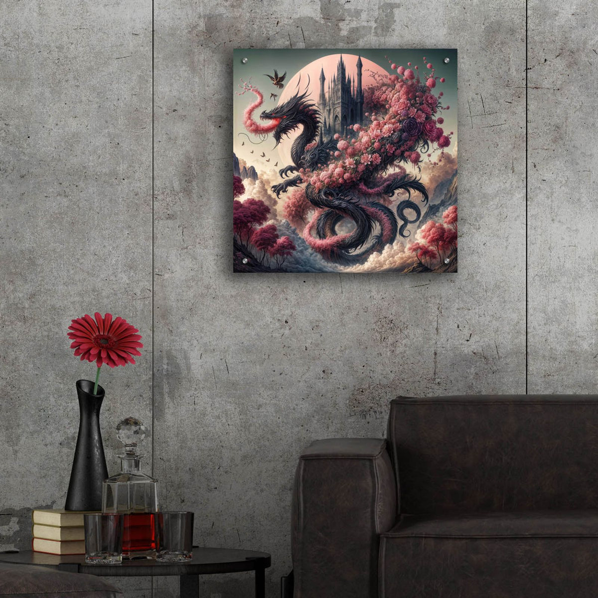 Castle And Dragon 3 by Rey Klimt - 24x24 acrylic wall art in a room