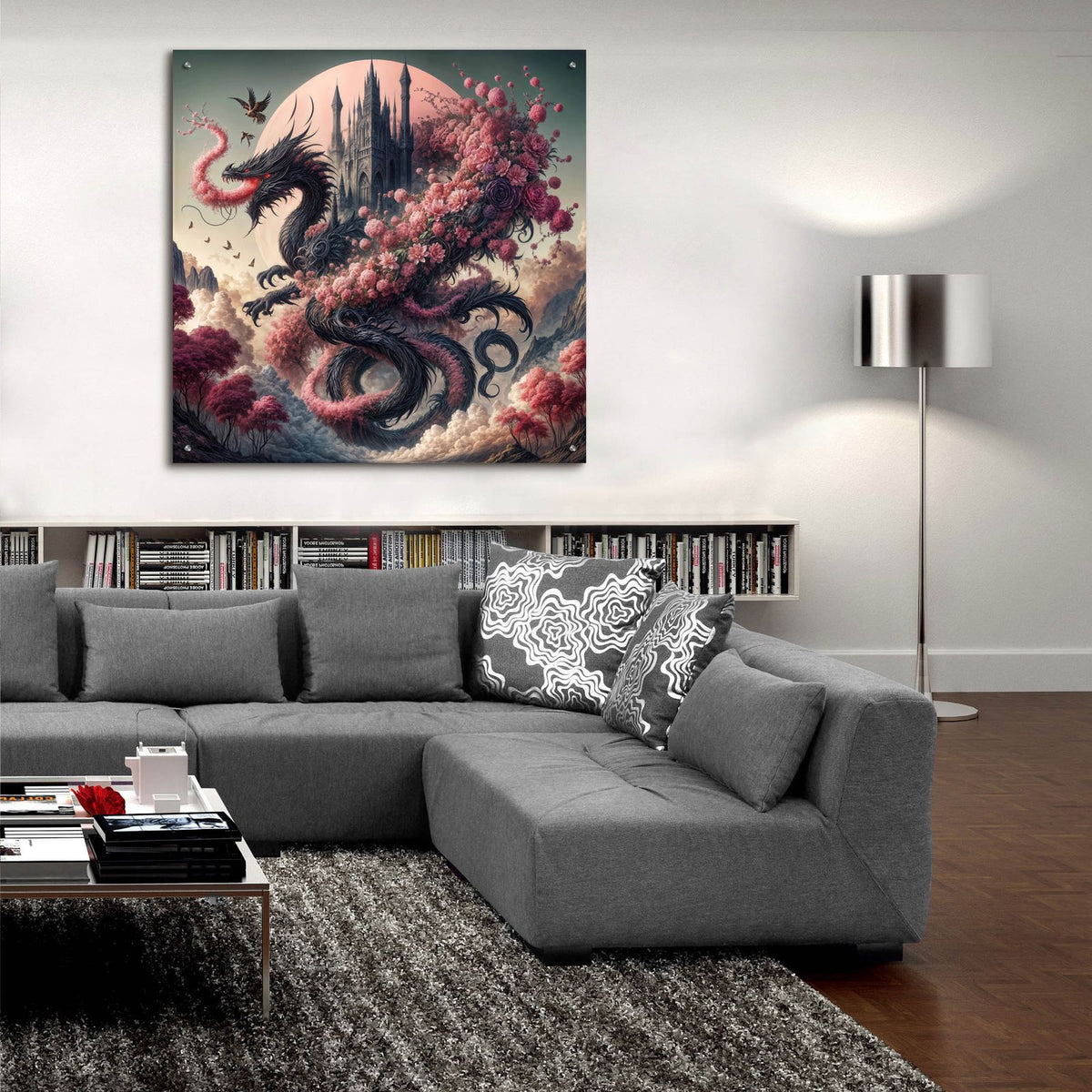 Castle And Dragon 3 by Rey Klimt - 36x36 acrylic wall art in a room