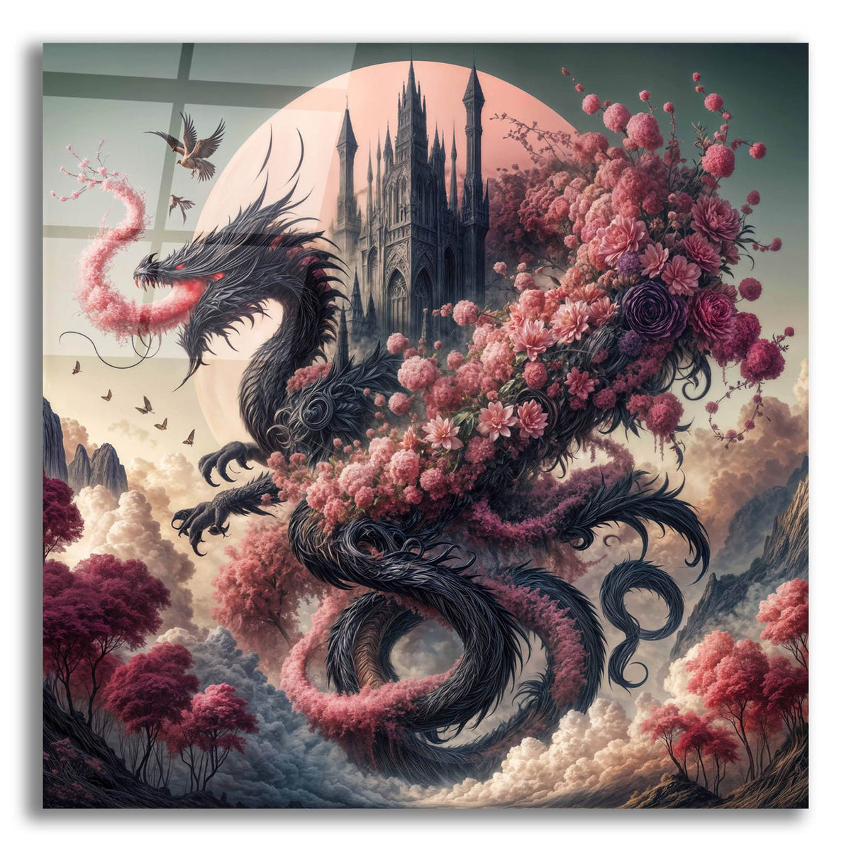 Castle And Dragon 3 by Rey Klimt acrylic glass wall art