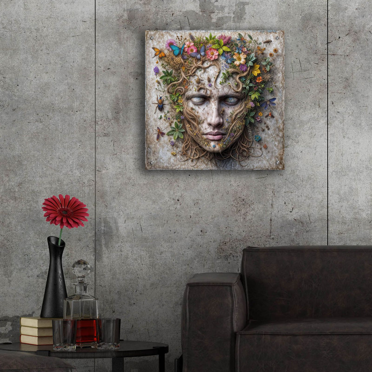 Earth Face 2 by Rey Klimt - 24x24 acrylic wall art in a room