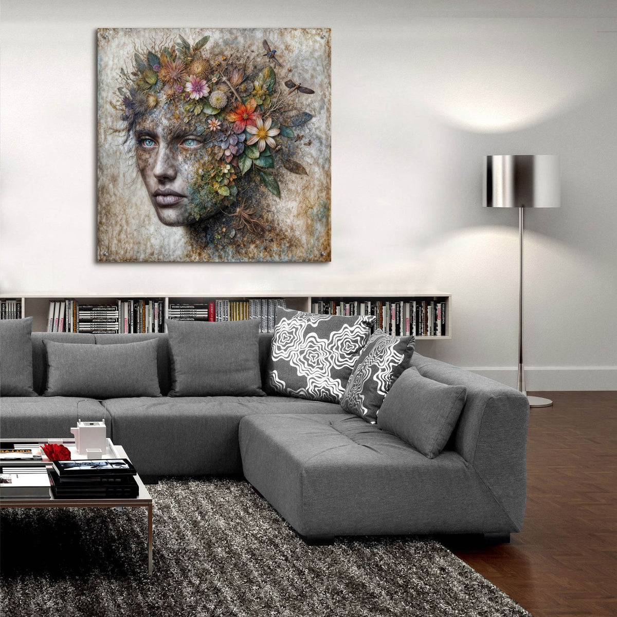Earth Face 3 by Rey Klimt - 36x36 acrylic wall art in a room