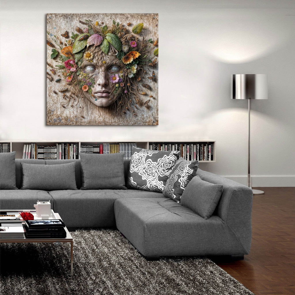 Earth Face 4 by Rey Klimt - 36x36 acrylic wall art in a room