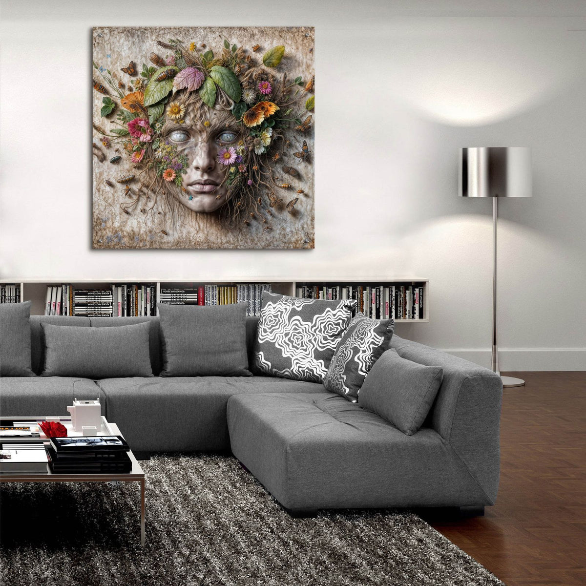 Earth Face 4 by Rey Klimt - 36x36 acrylic wall art in a room