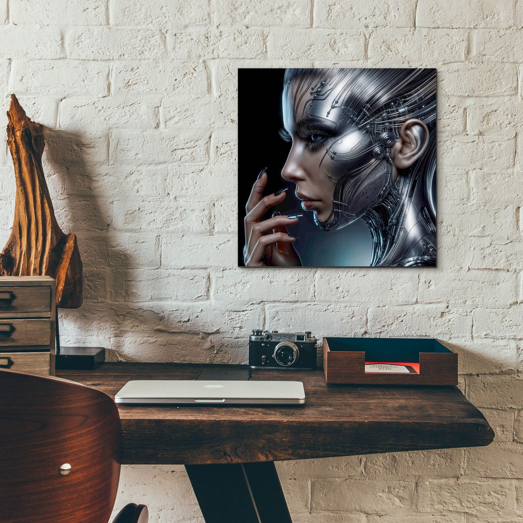 Electrifying Face 1 by Rey Klimt - 12x12 acrylic wall art in a room