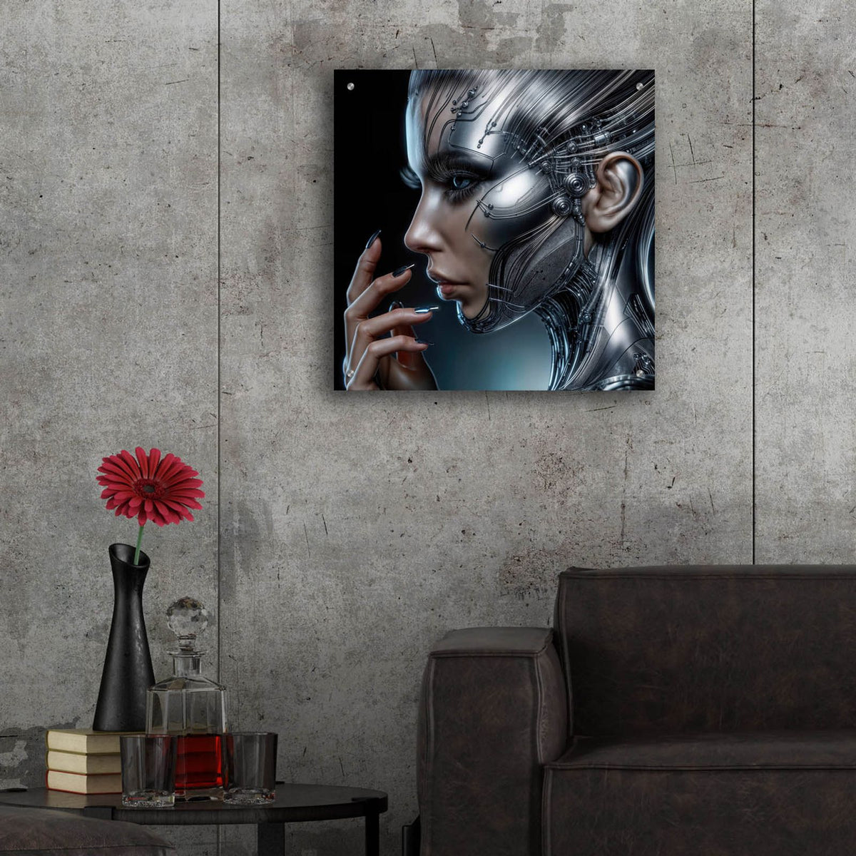 Electrifying Face 1 by Rey Klimt - 24x24 acrylic wall art in a room