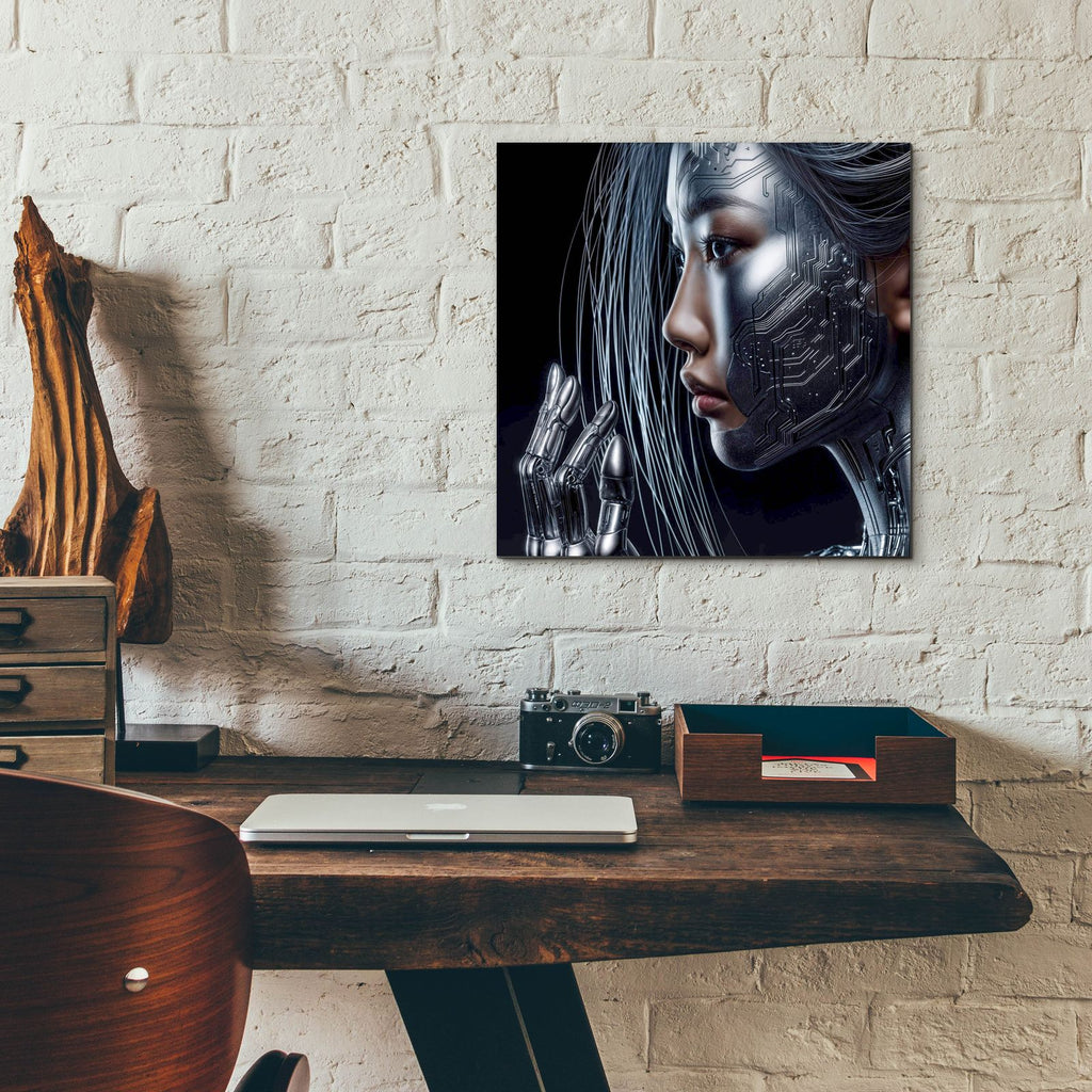 Electrifying Face 3 by Rey Klimt - 12x12 acrylic wall art in a room
