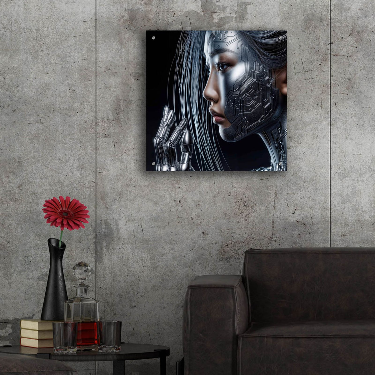 Electrifying Face 3 by Rey Klimt - 24x24 acrylic wall art in a room