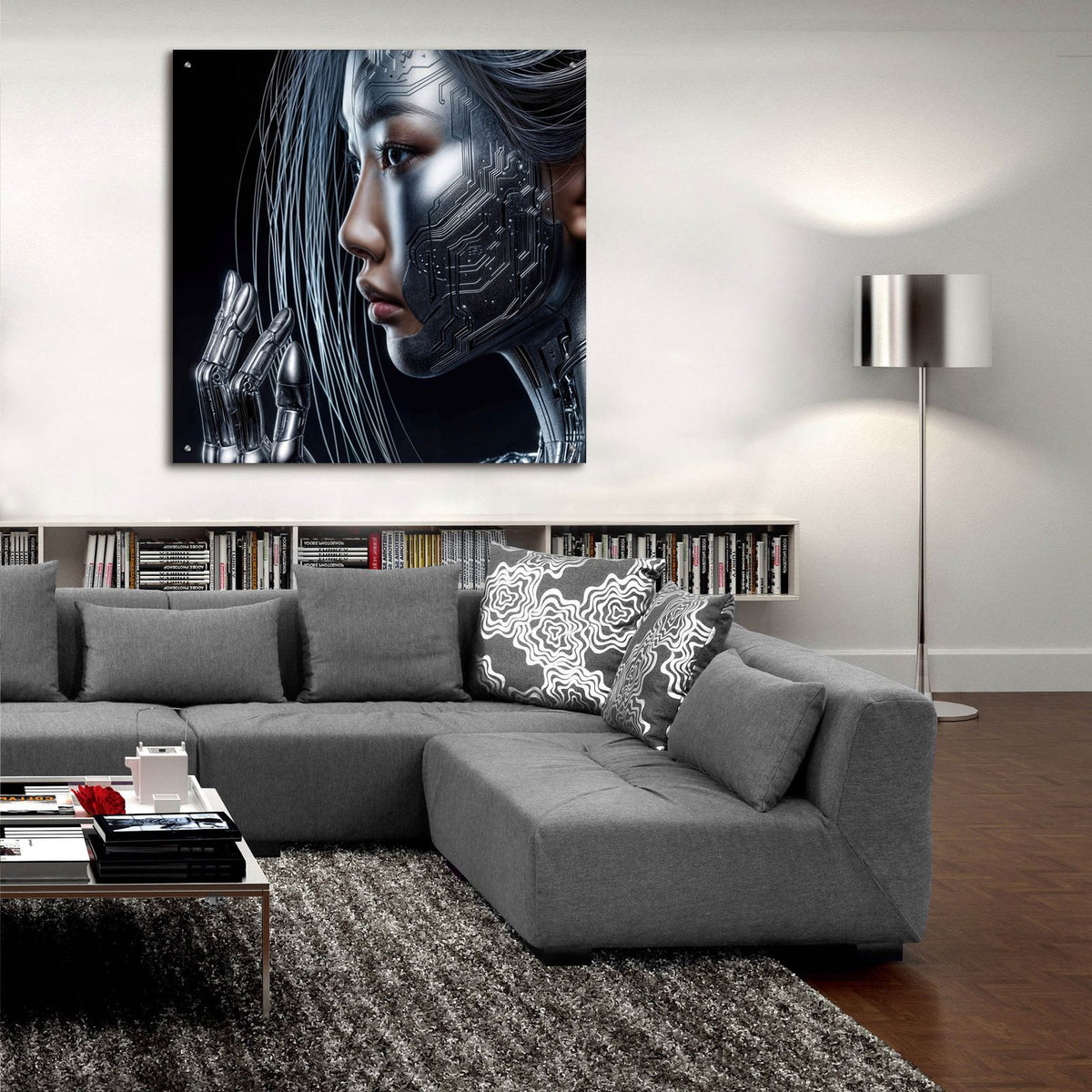 Electrifying Face 3 by Rey Klimt - 36x36 acrylic wall art in a room