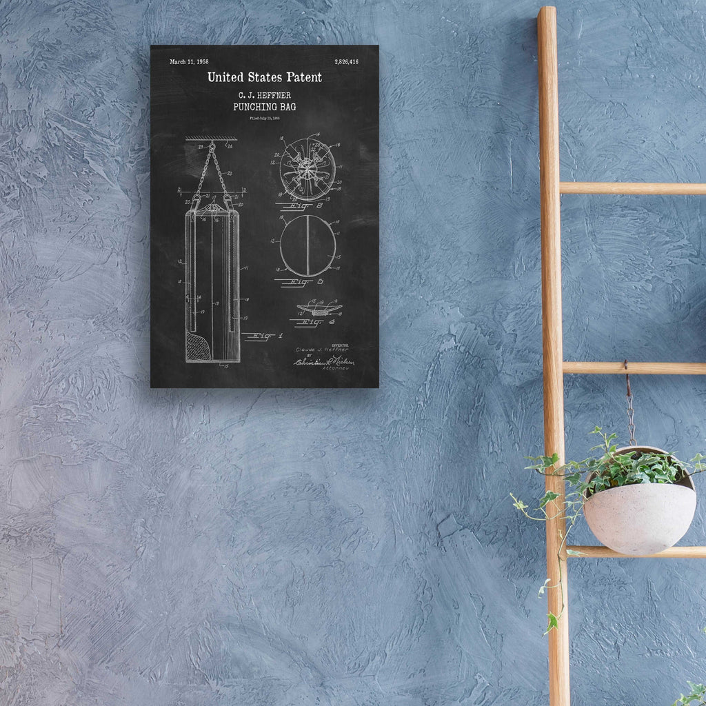 Epic Art 'Punching Bag Blueprint Patent Chalkboard,' Acrylic Glass Wall Art,16x24