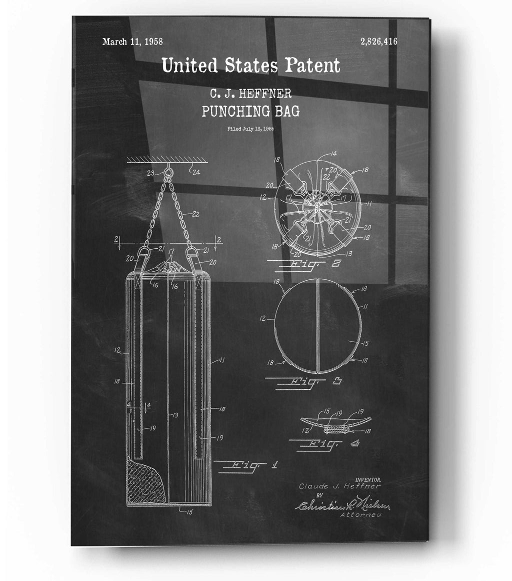 Epic Art 'Punching Bag Blueprint Patent Chalkboard,' Acrylic Glass Wall Art