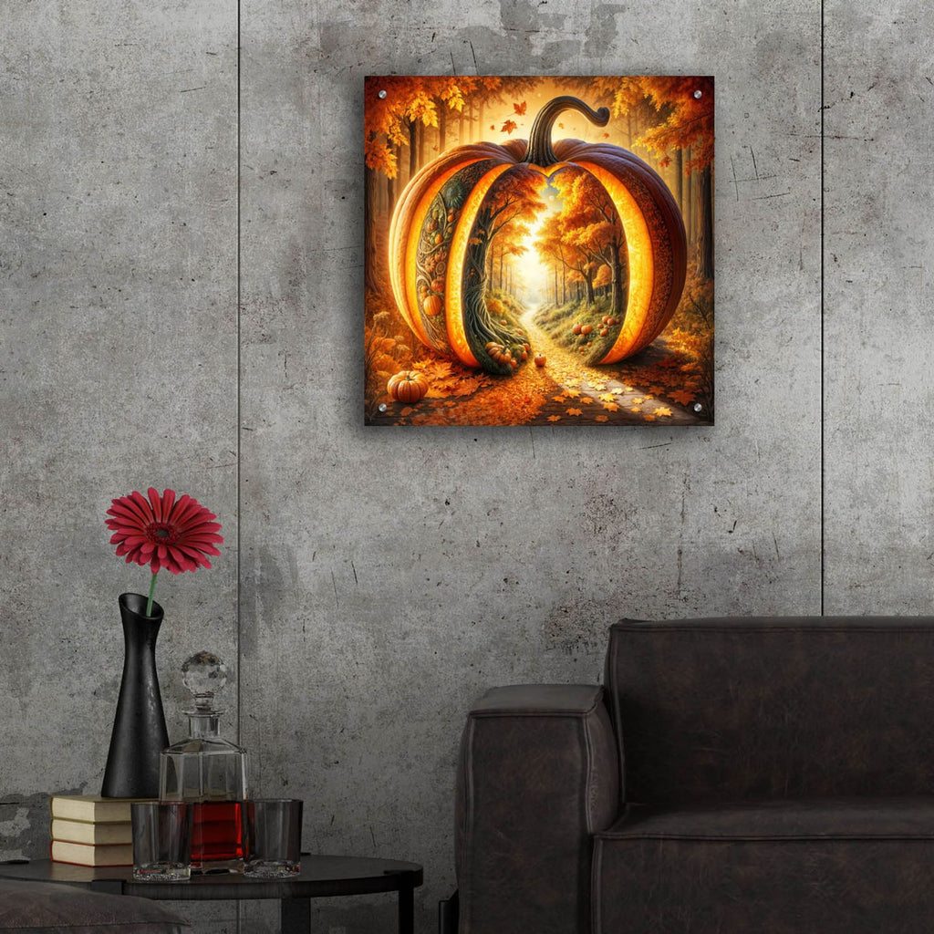 Fall Landscape Pumpkin 1 by Rey Klimt - 24x24 acrylic wall art in a room