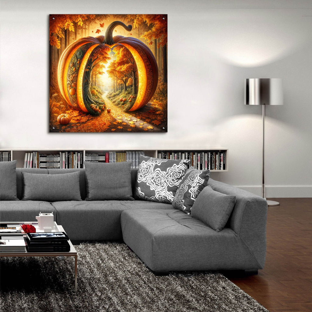 Fall Landscape Pumpkin 1 by Rey Klimt - 36x36 acrylic wall art in a room