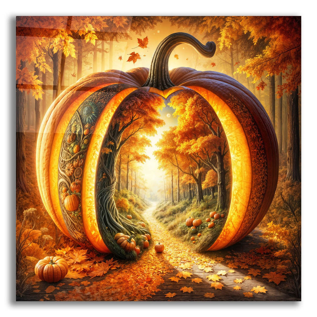 Fall Landscape Pumpkin 1 by Rey Klimt acrylic glass wall art