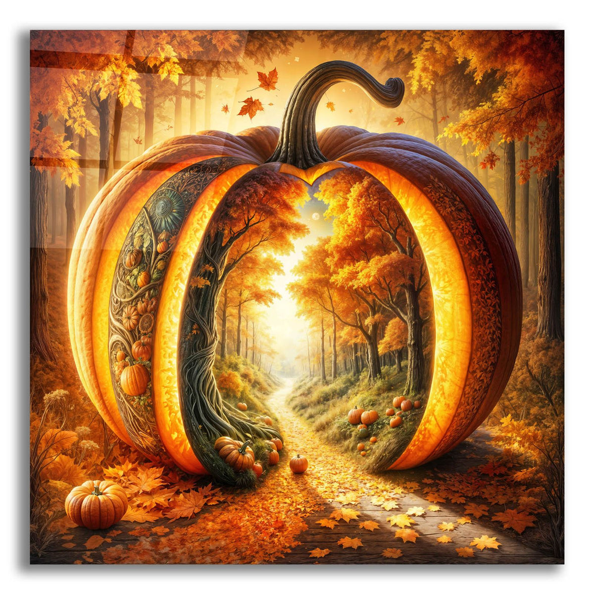 Fall Landscape Pumpkin 1 by Rey Klimt acrylic glass wall art