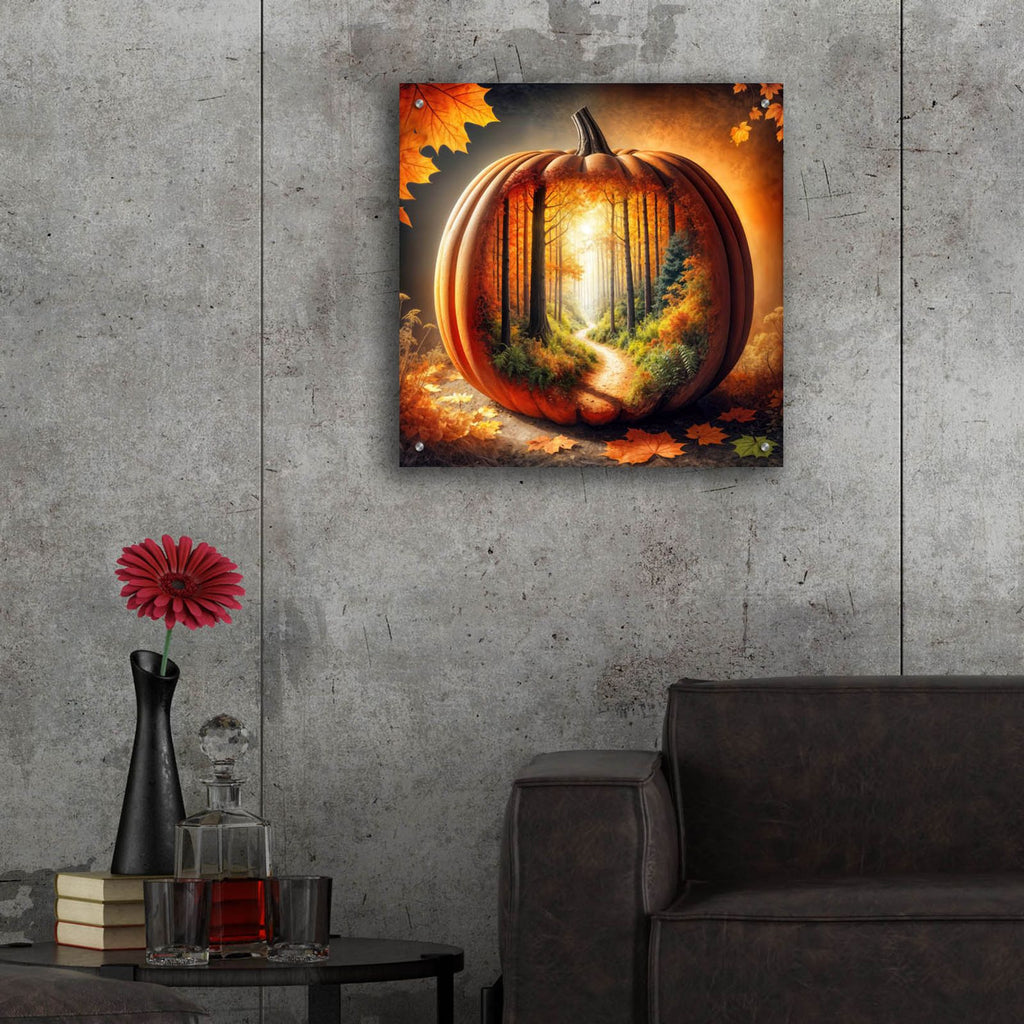 Fall Landscape Pumpkin 2 by Rey Klimt - 24x24 acrylic wall art in a room
