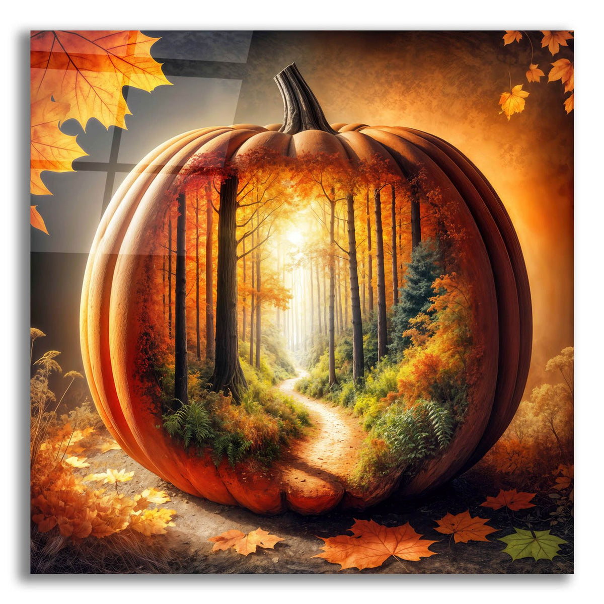 Fall Landscape Pumpkin 2 by Rey Klimt acrylic glass wall art
