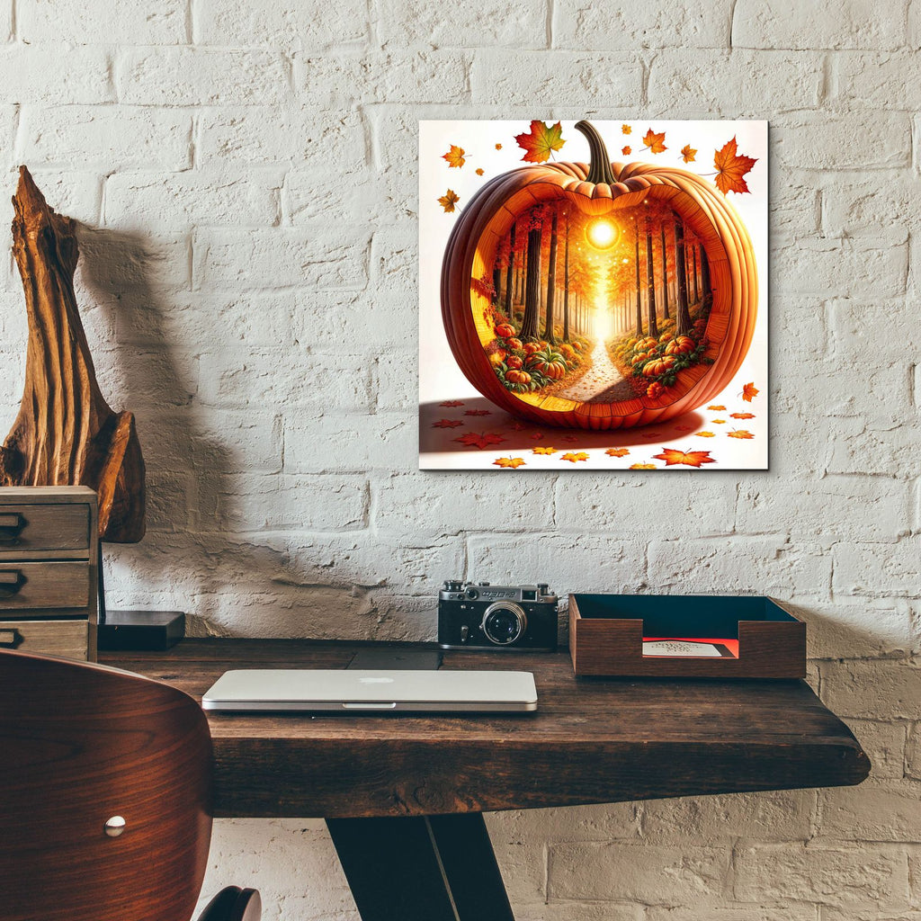 Fall Landscape Pumpkin 4 by Rey Klimt - 12x12 acrylic wall art in a room