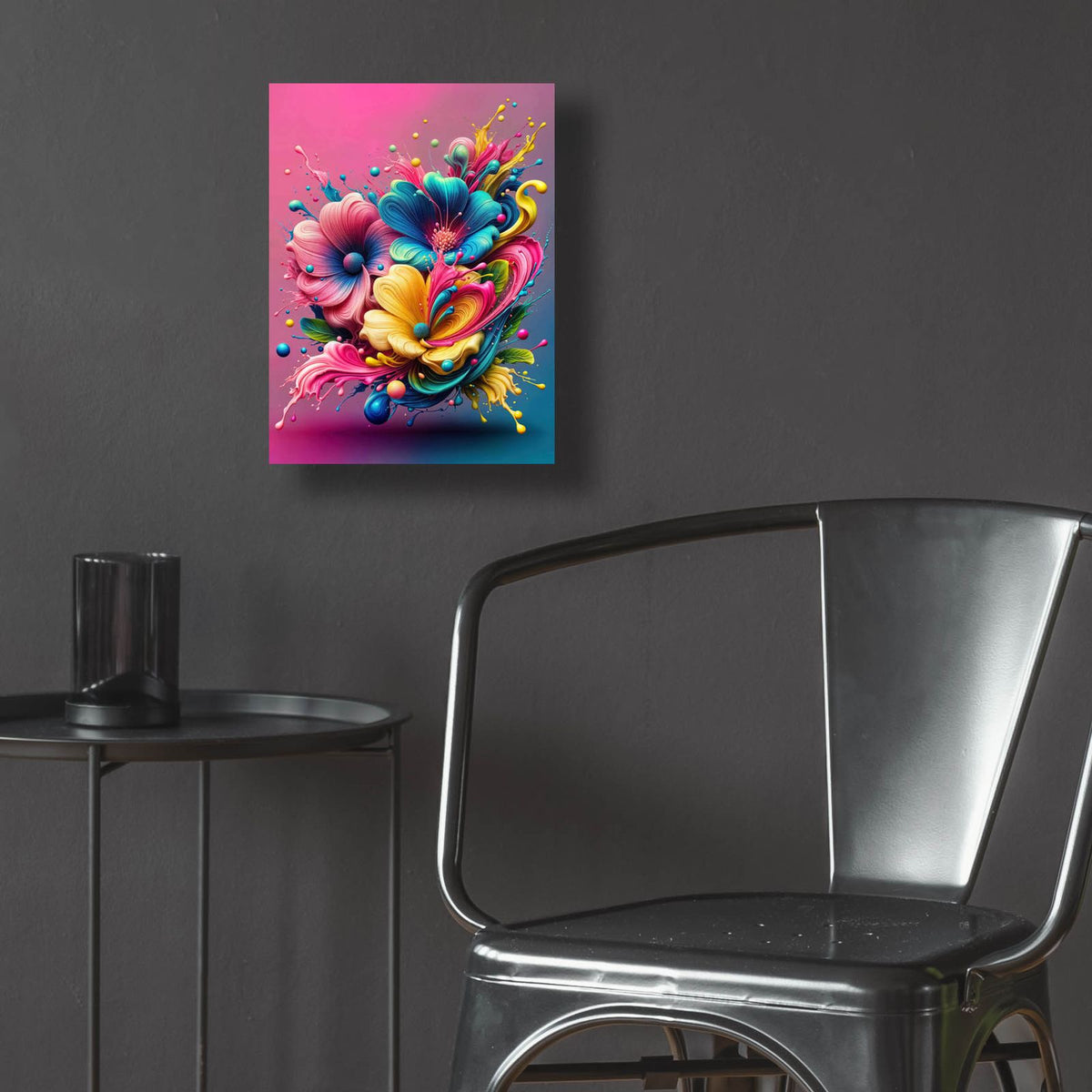 Flower Paint Splash 1 by Rey Klimt - 12x16 acrylic wall art in a room