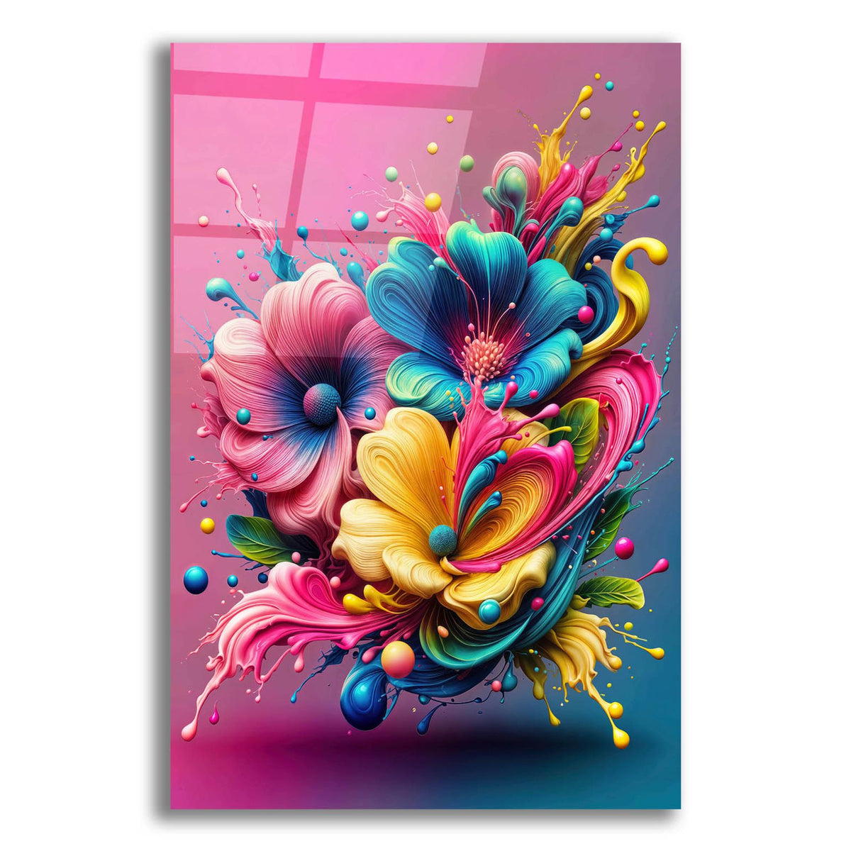 Flower Paint Splash 1 by Rey Klimt acrylic glass wall art