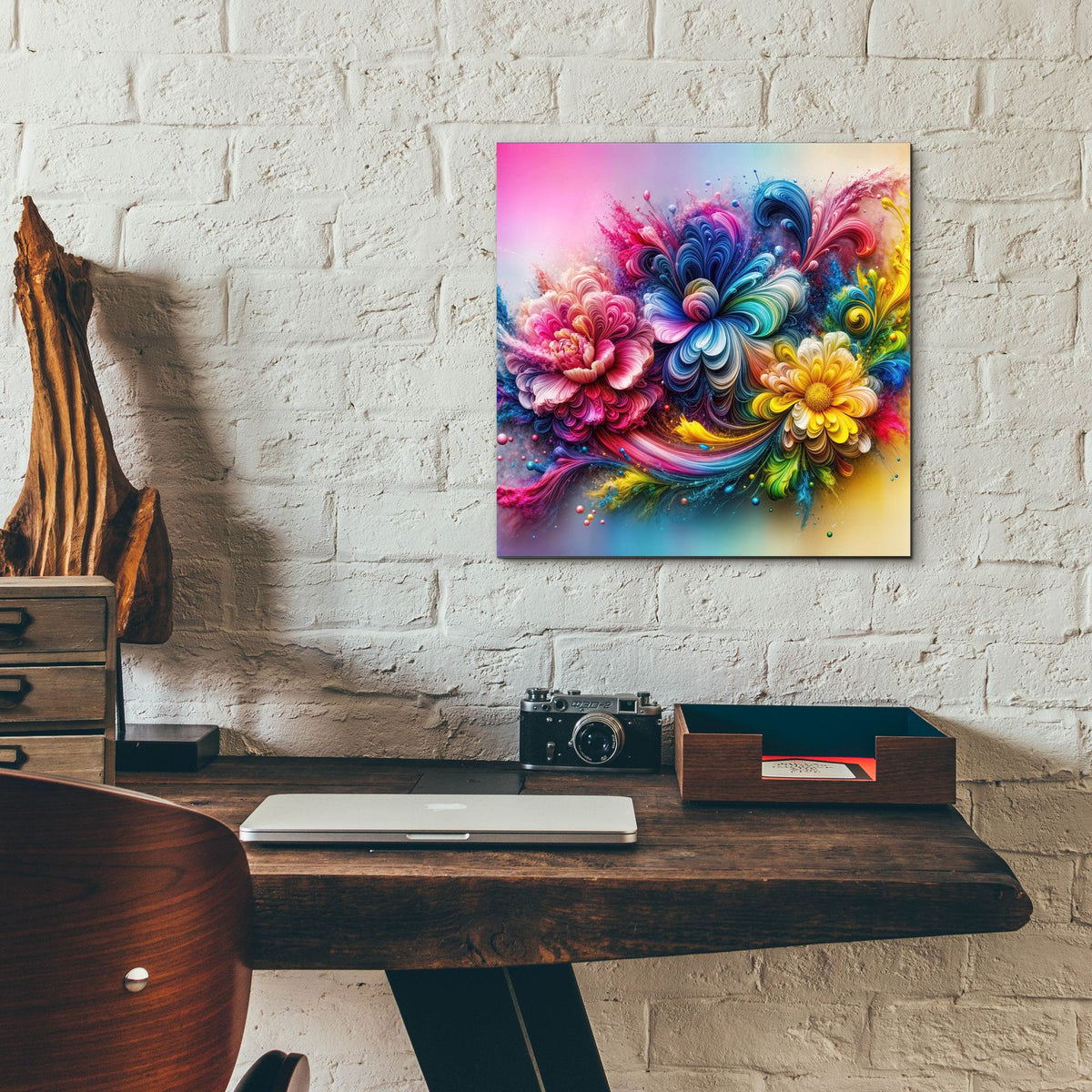 Flower Paint Splash 3 by Rey Klimt - 12x12 acrylic wall art in a room