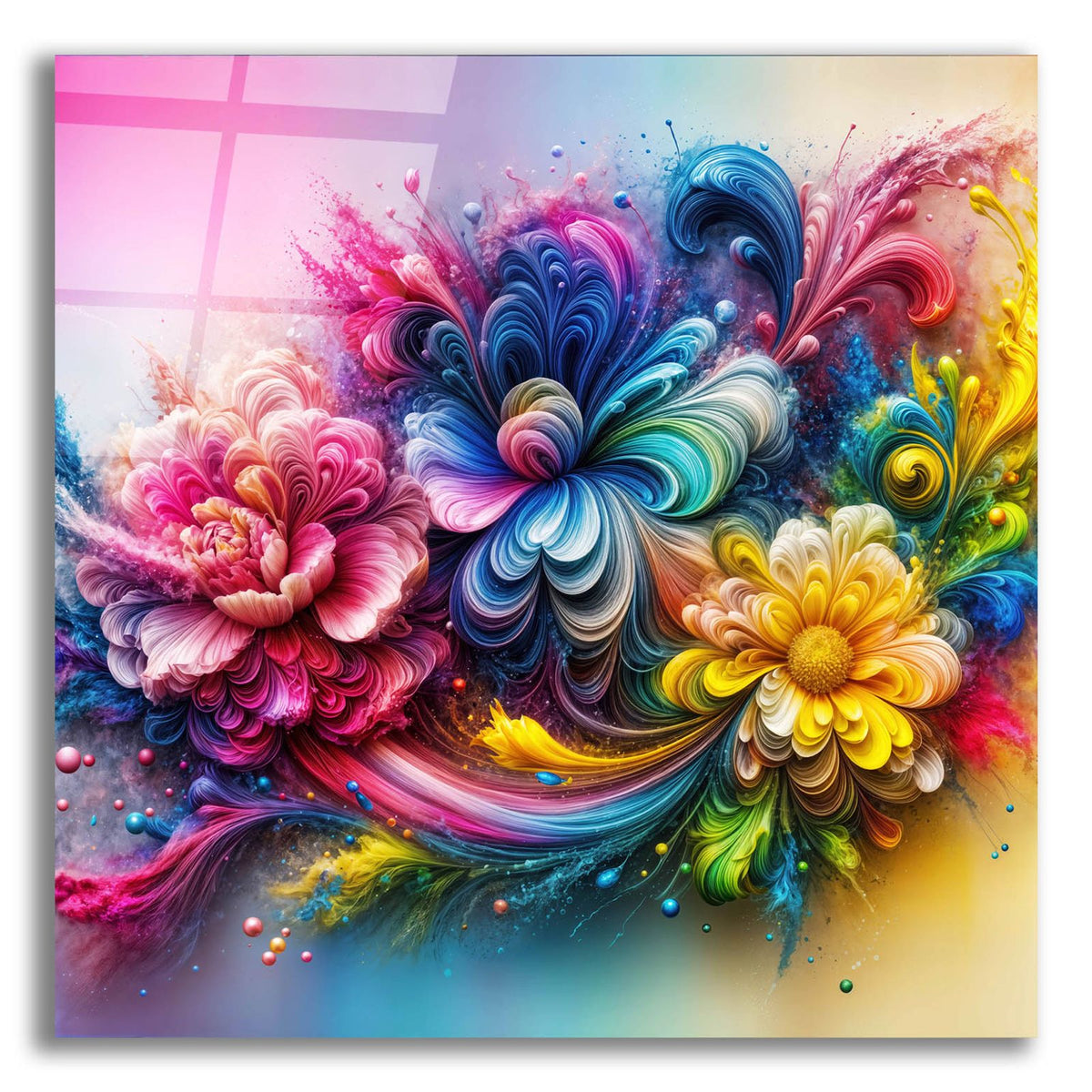 Flower Paint Splash 3 by Rey Klimt acrylic glass wall art