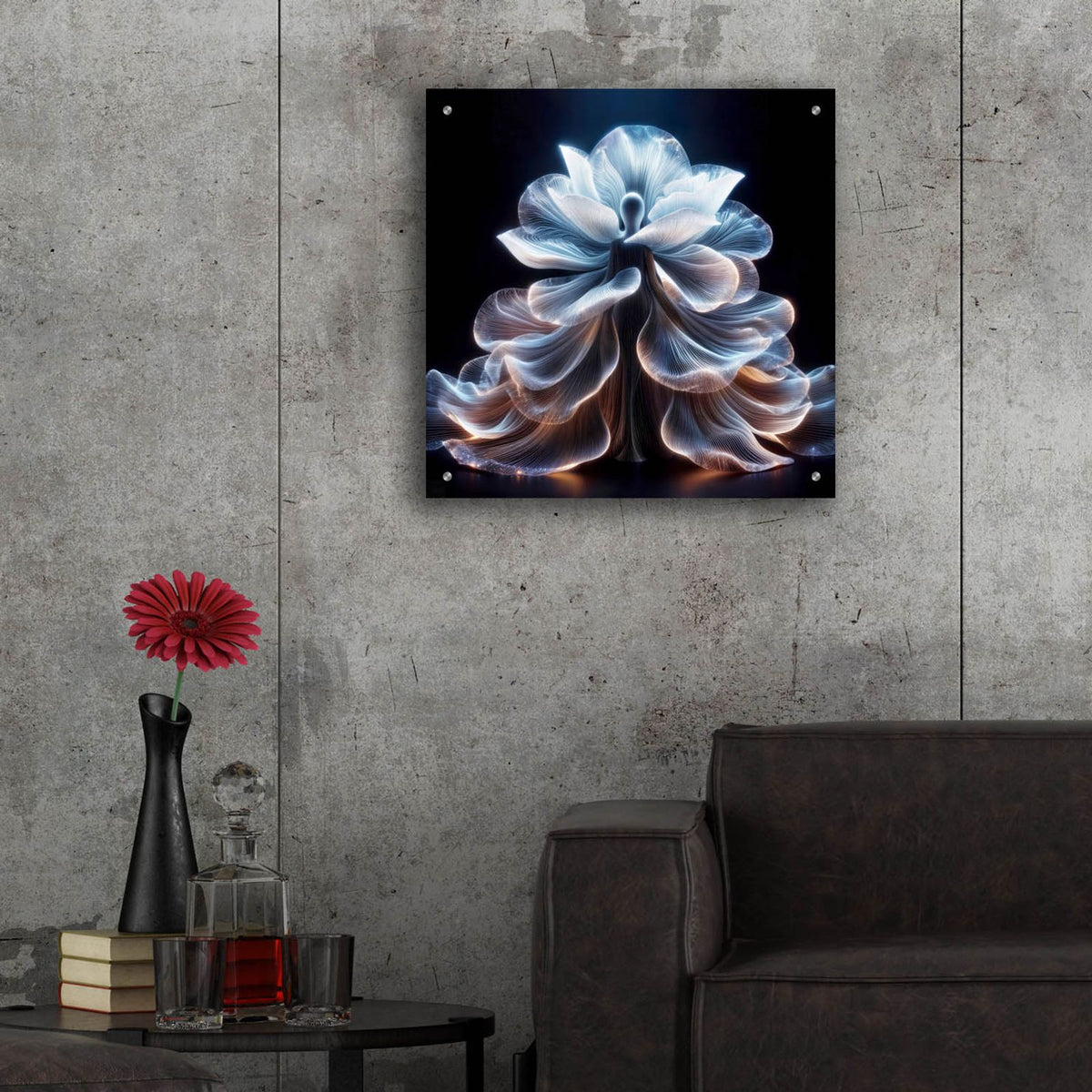 Glowing Dress.jpg by Rey Klimt - 24x24 acrylic wall art in a room