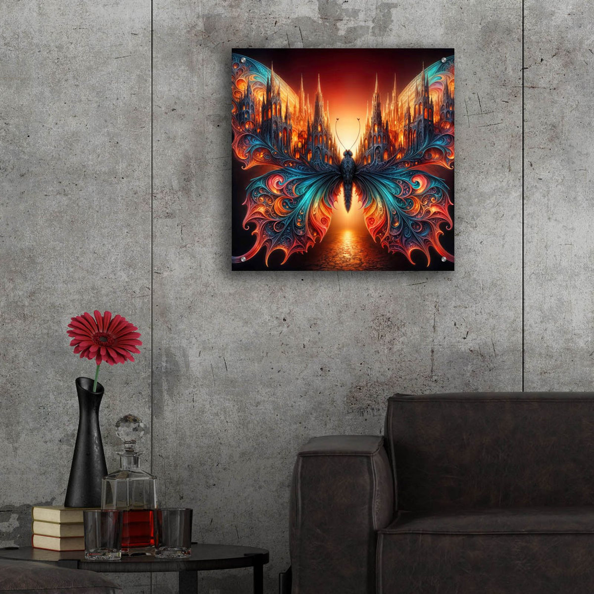 Gothic Butterfly 2 by Rey Klimt - 24x24 acrylic wall art in a room