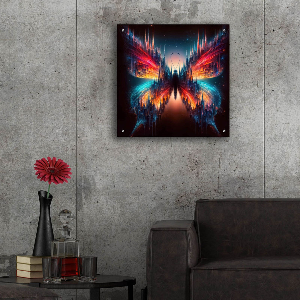 Gothic Butterfly 4 by Rey Klimt - 24x24 acrylic wall art in a room