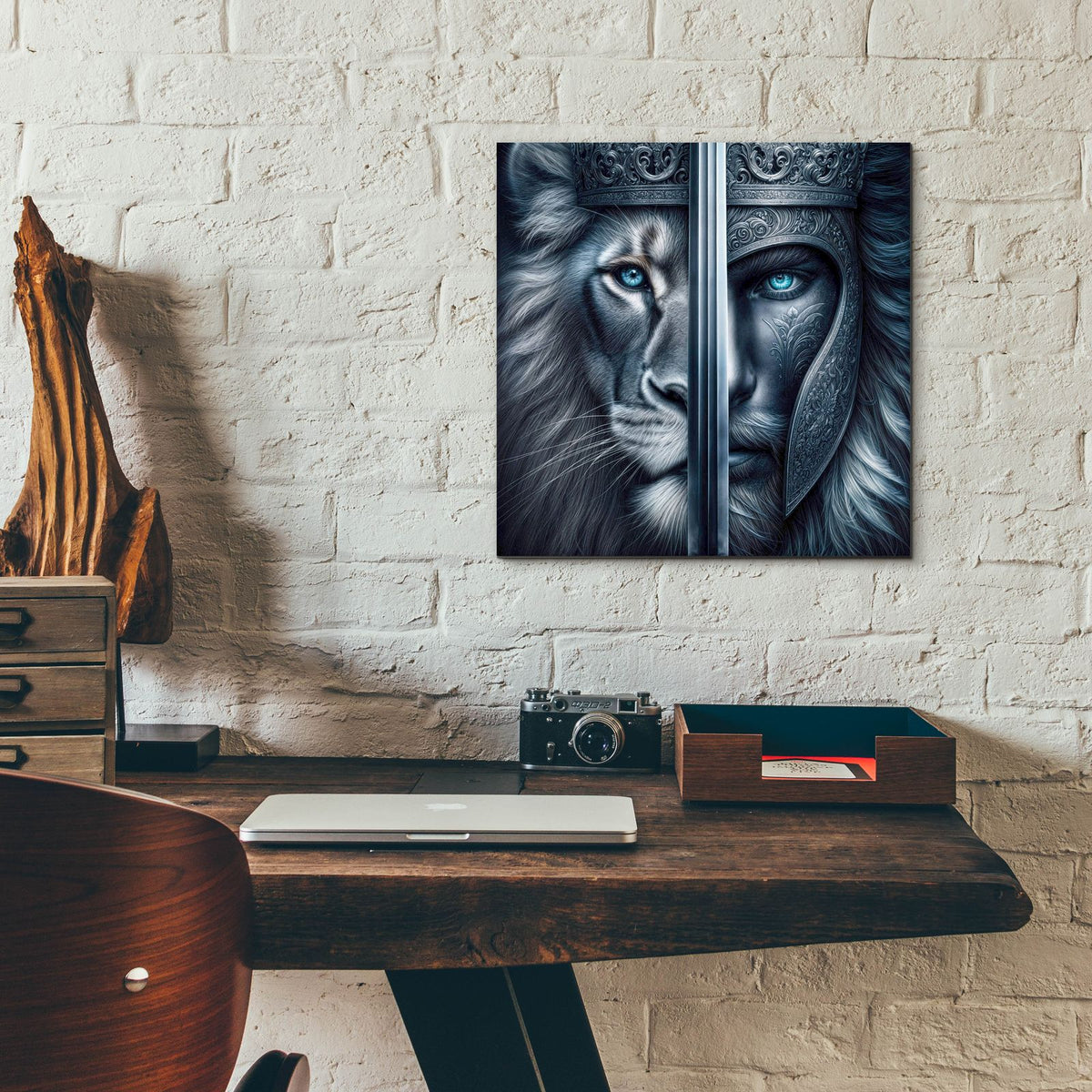 Lion Warrior by Rey Klimt - 12x12 acrylic wall art in a room