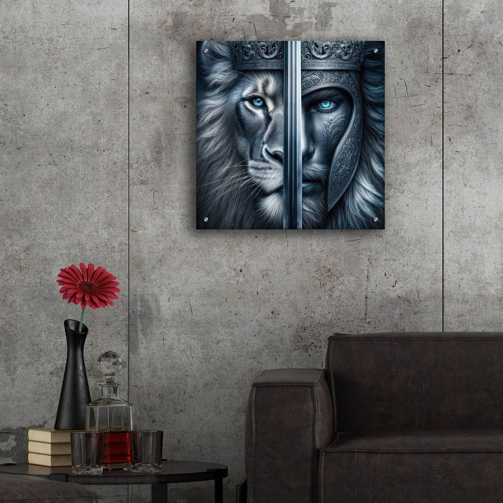 Lion Warrior by Rey Klimt - 24x24 acrylic wall art in a room