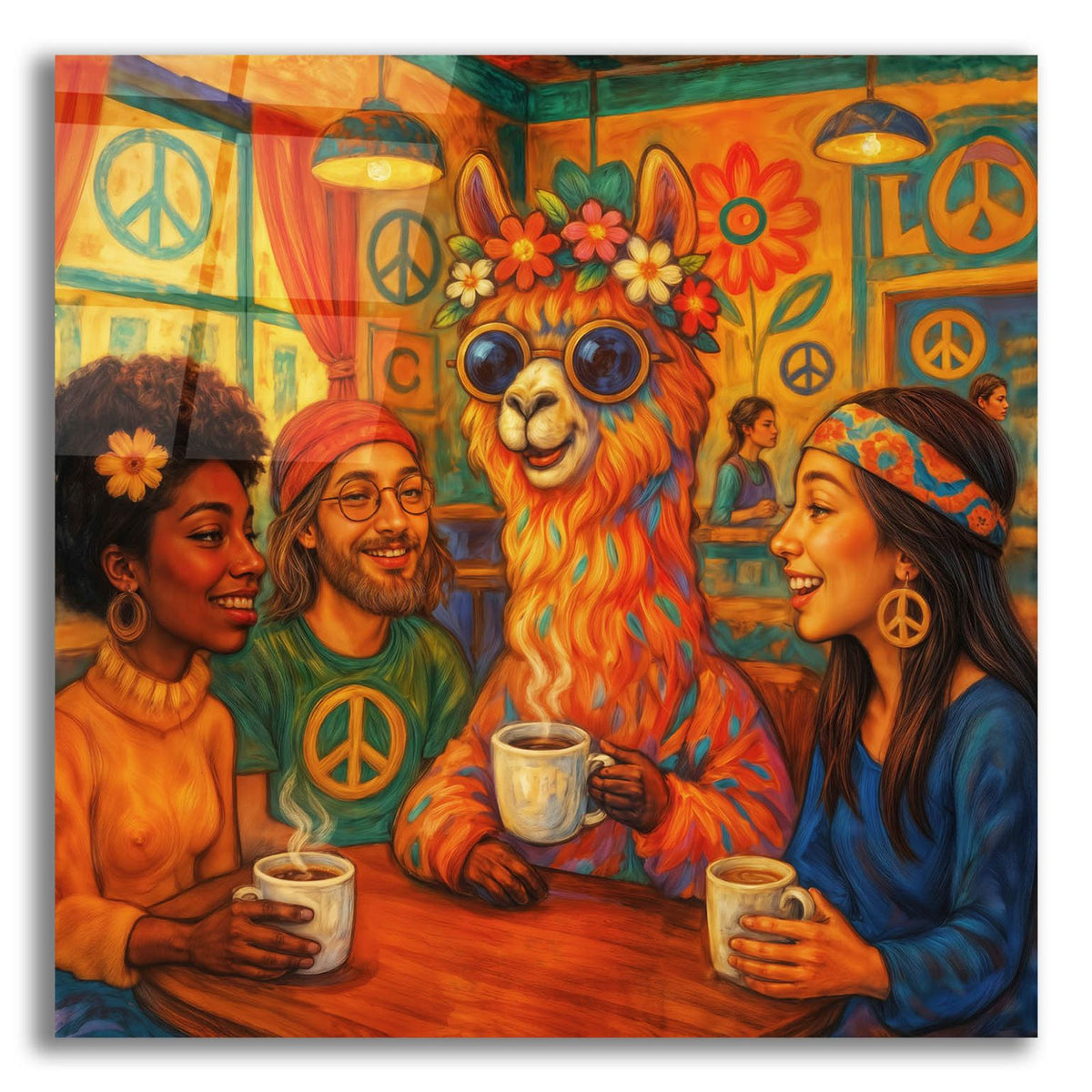Love, Peace, Lamma by Rey Klimt acrylic glass wall art