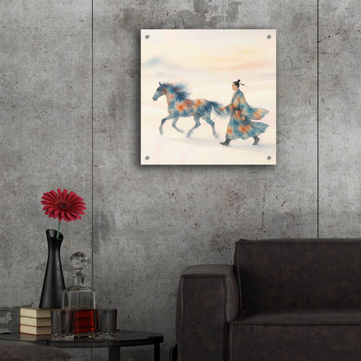 Man And Horse by Rey Klimt - 24x24 acrylic wall art in a room