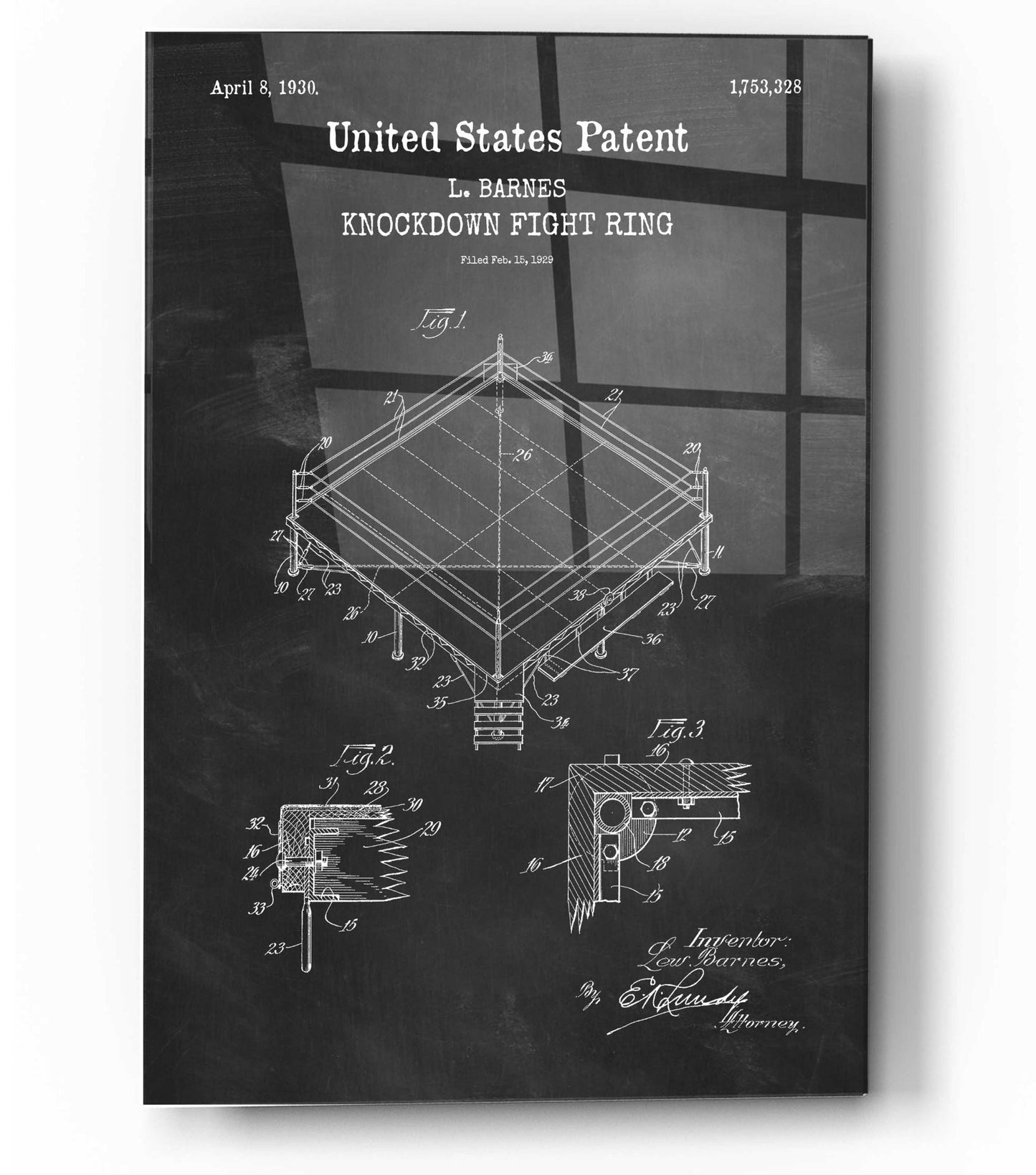 Epic Art 'Ring Blueprint Patent Chalkboard,' Acrylic Glass Wall Art,12x16
