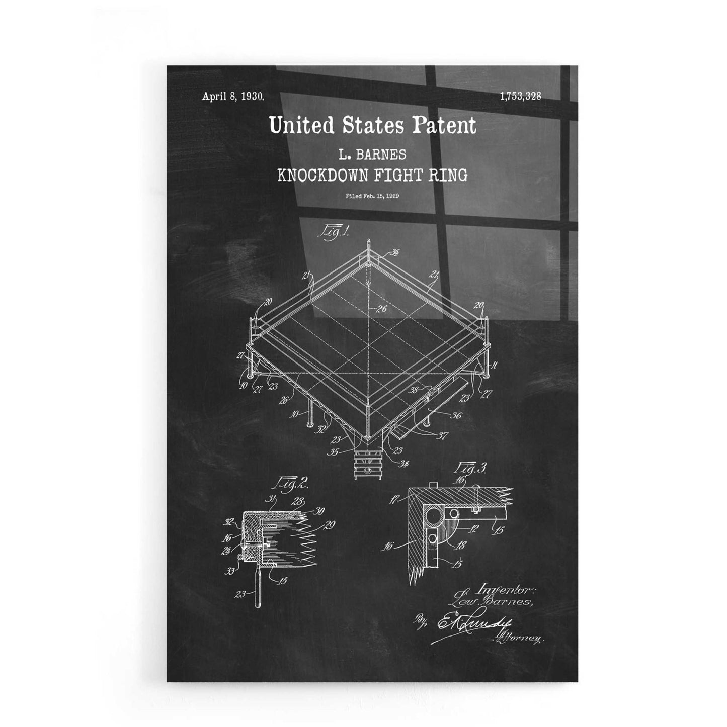 Epic Art 'Ring Blueprint Patent Chalkboard,' Acrylic Glass Wall Art,16x24